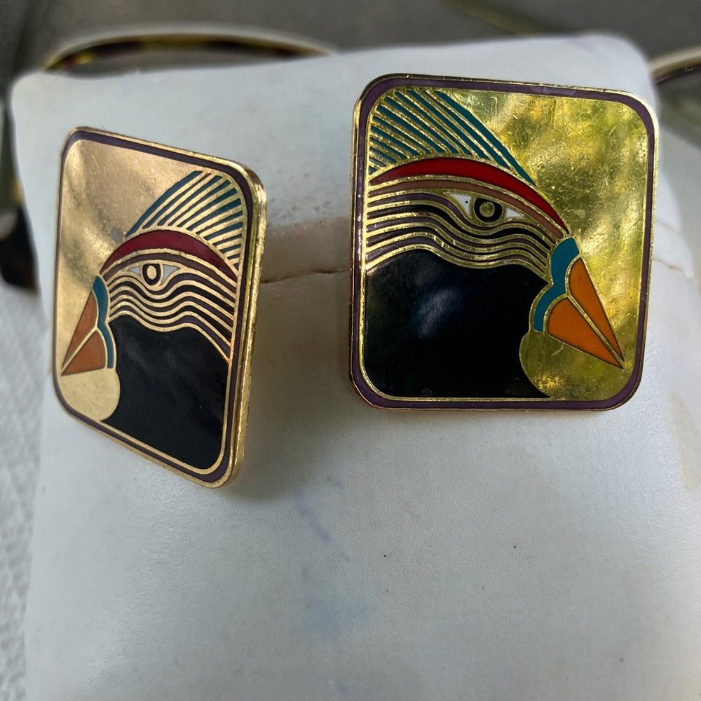 Laurel Burch Moa Bird Square Earrings